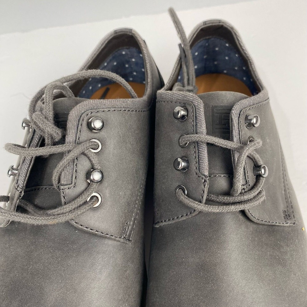 RYE Hawker Men's Dress Shoes Size 10 Formal Oxfords Grey Leather Lace Up Low Toe - Picture 14 of 16